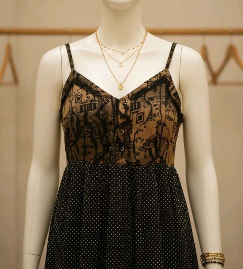 Patterned Sundress with laces in front