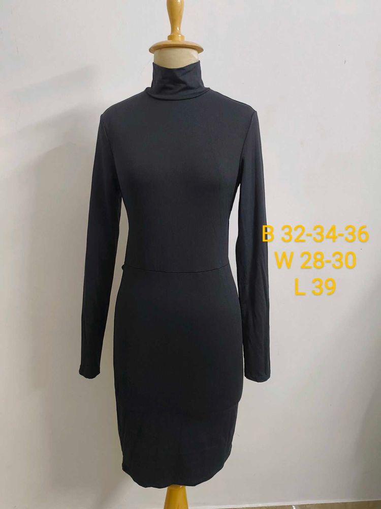 Black Turtleneck Bodycon Mini Dress