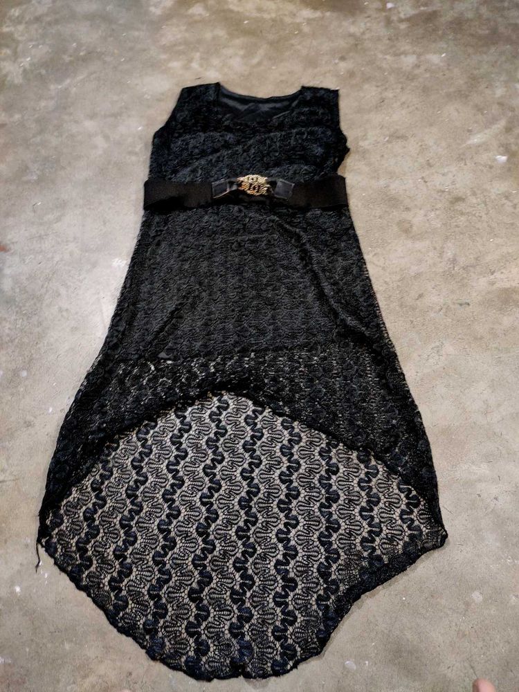 Black Lace Hi-Lo Dress
