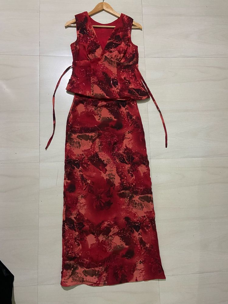 Vintage Red Two piece skirt and tops