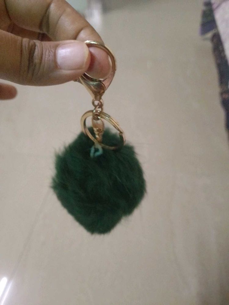 Green Fur Keychain