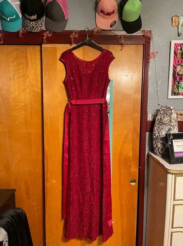 Elegant Red Lace Gown