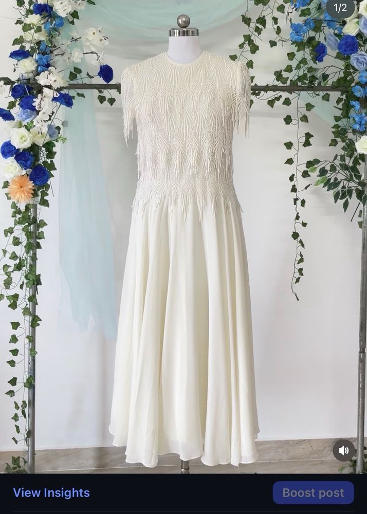 Elegant White Dress bust size 36-38 inch