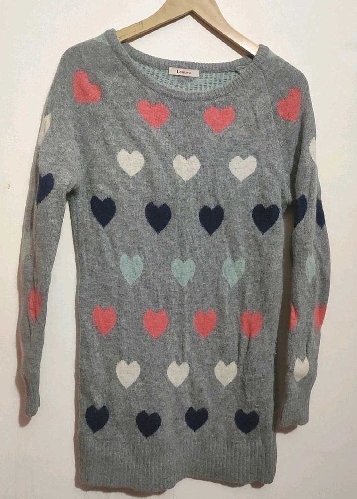 Silver Winter Top Heart Print For 34 Bust