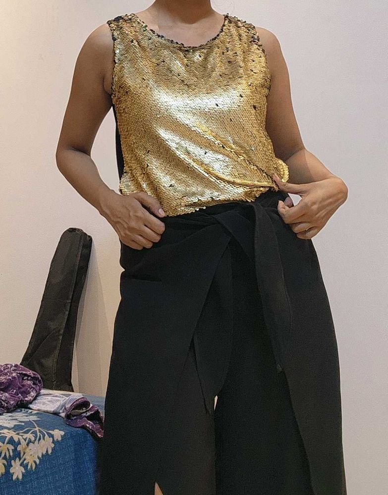 Gold Sequin Tank Top by Dorothy Perkins