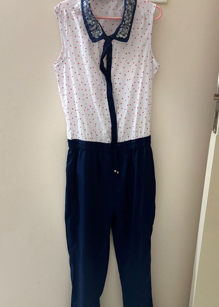 White and Blue Jumpsuit