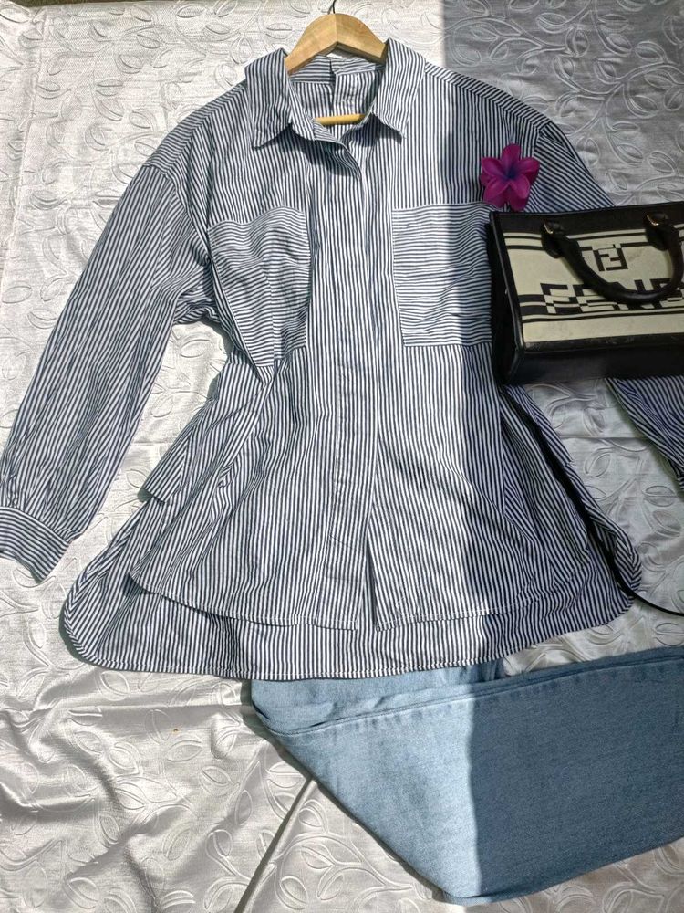 Blue And White Striped Shirt 💙🤍