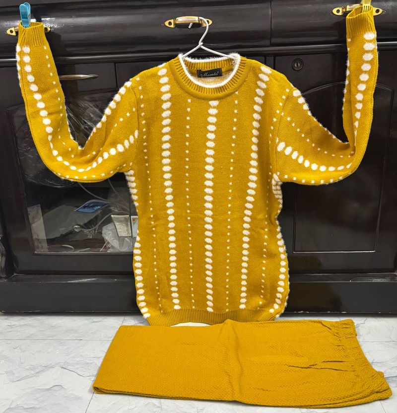 Mustard Knit Sweater Set