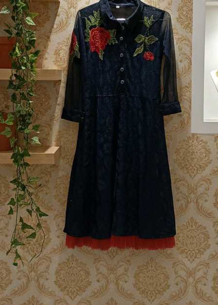 Floral Embroidered Shirt Dress