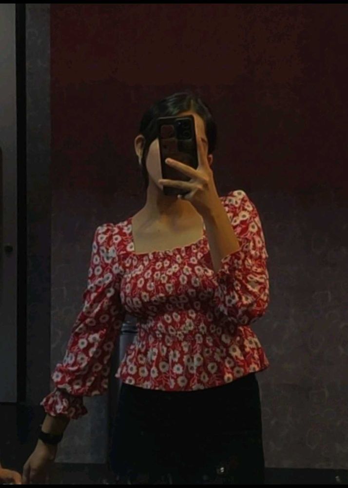 Beautiful Red Floral Top