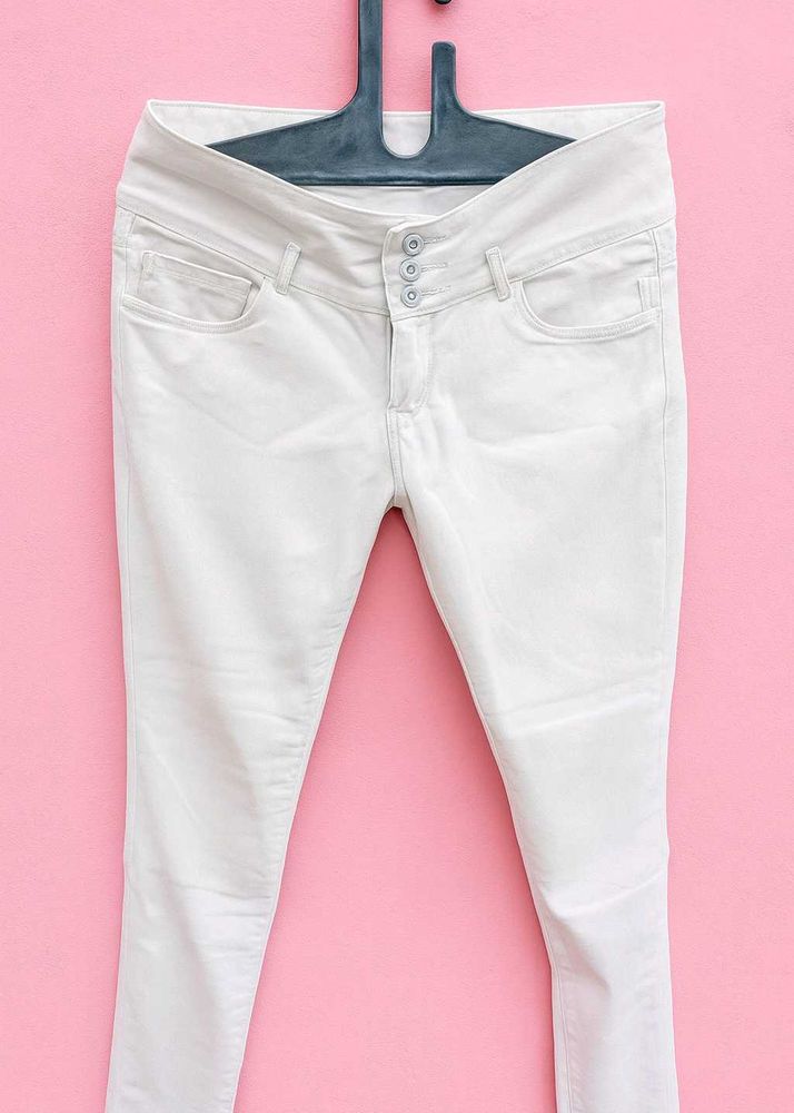 High waist White Denim Jeans