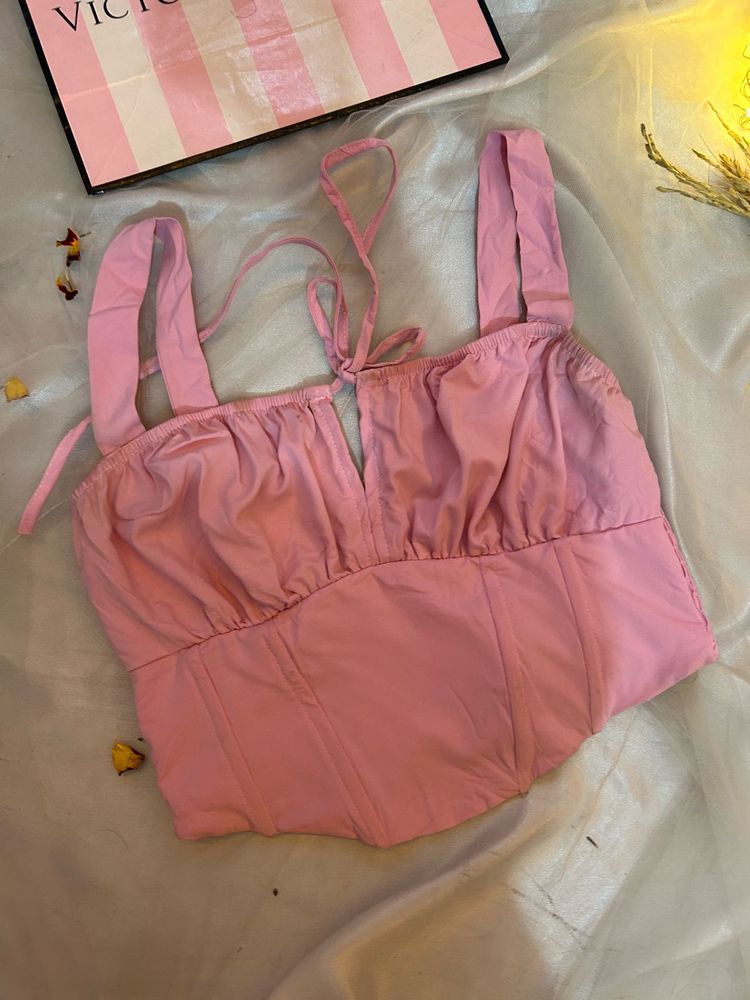 Pink Tie-Up Corset Top