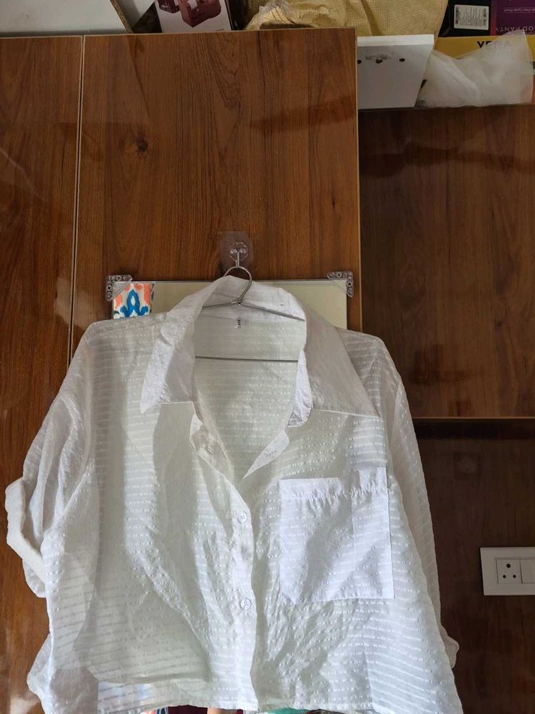White Sheer Button-Down