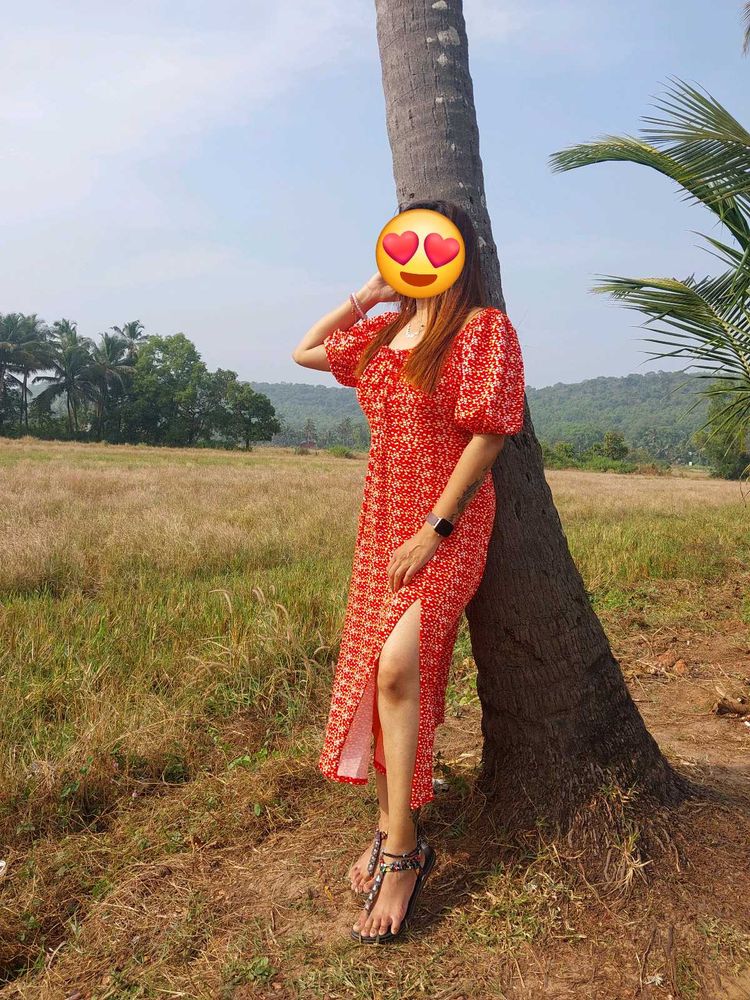 Women Knee Length Long Floral Dress