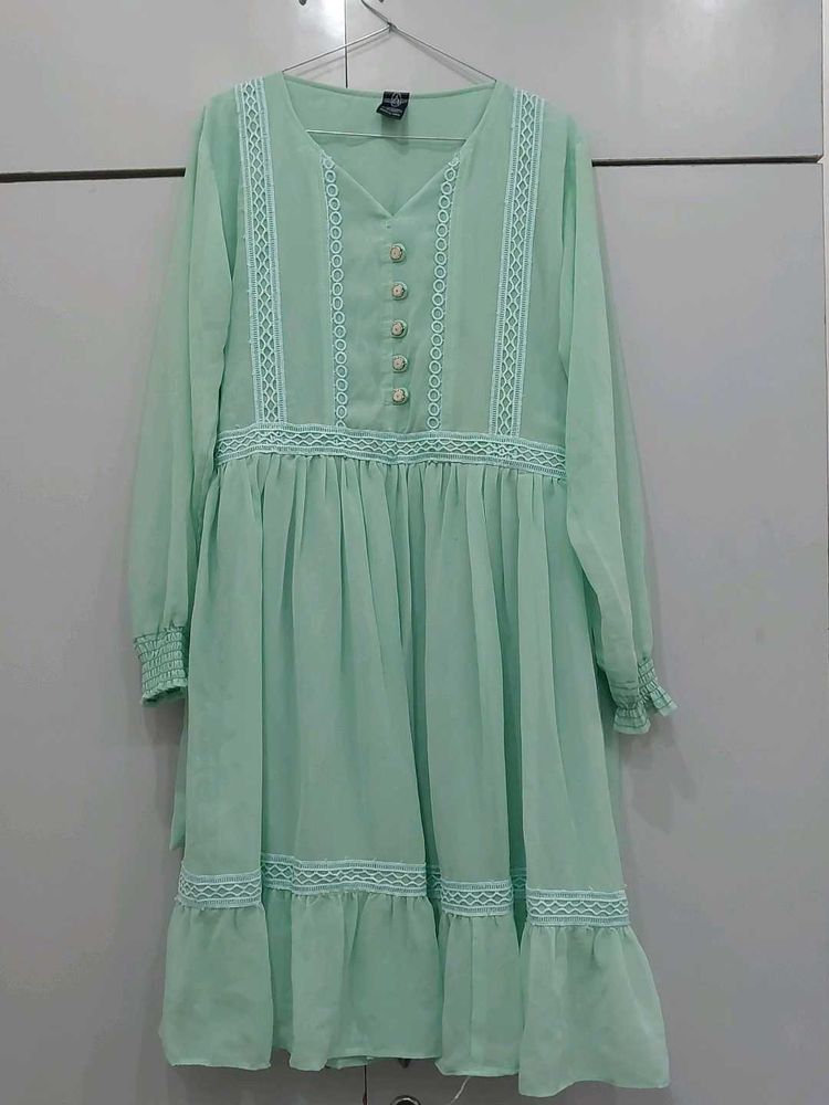 Mint Green Lace Detail Dress
