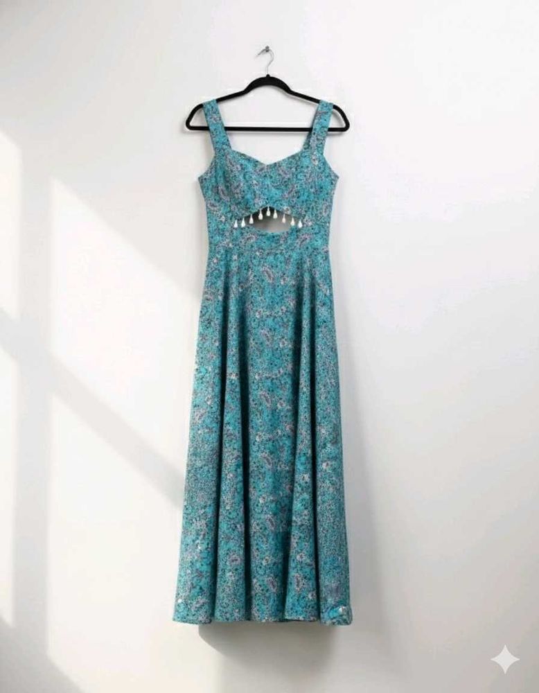 Blue Printed Maxi Dress