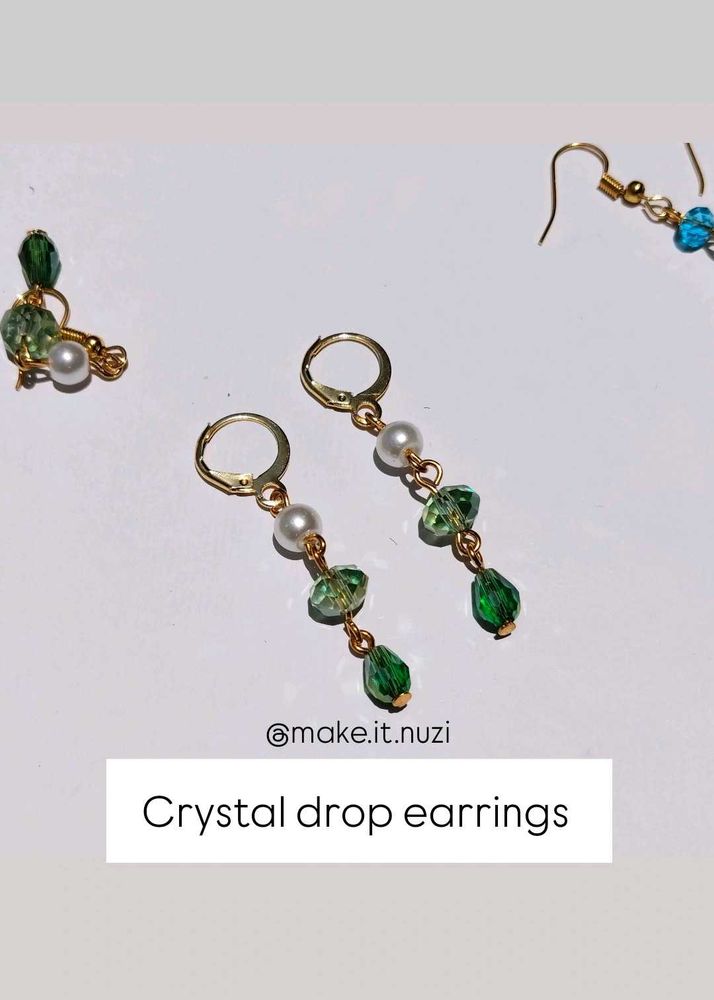 Green Crystal Drop Earrings
