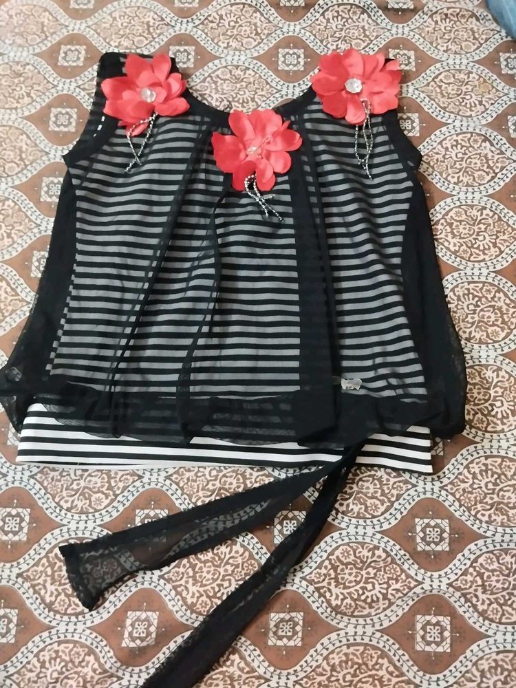 Cute Striped Flower Top