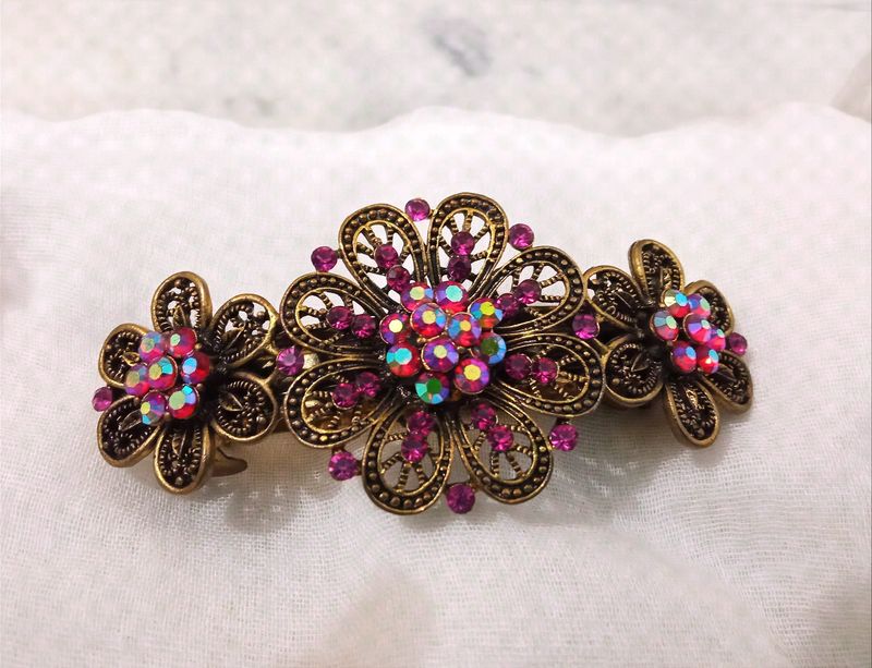 Mother&#39;s Day Gift - Stone Studded Brass Hair Clip