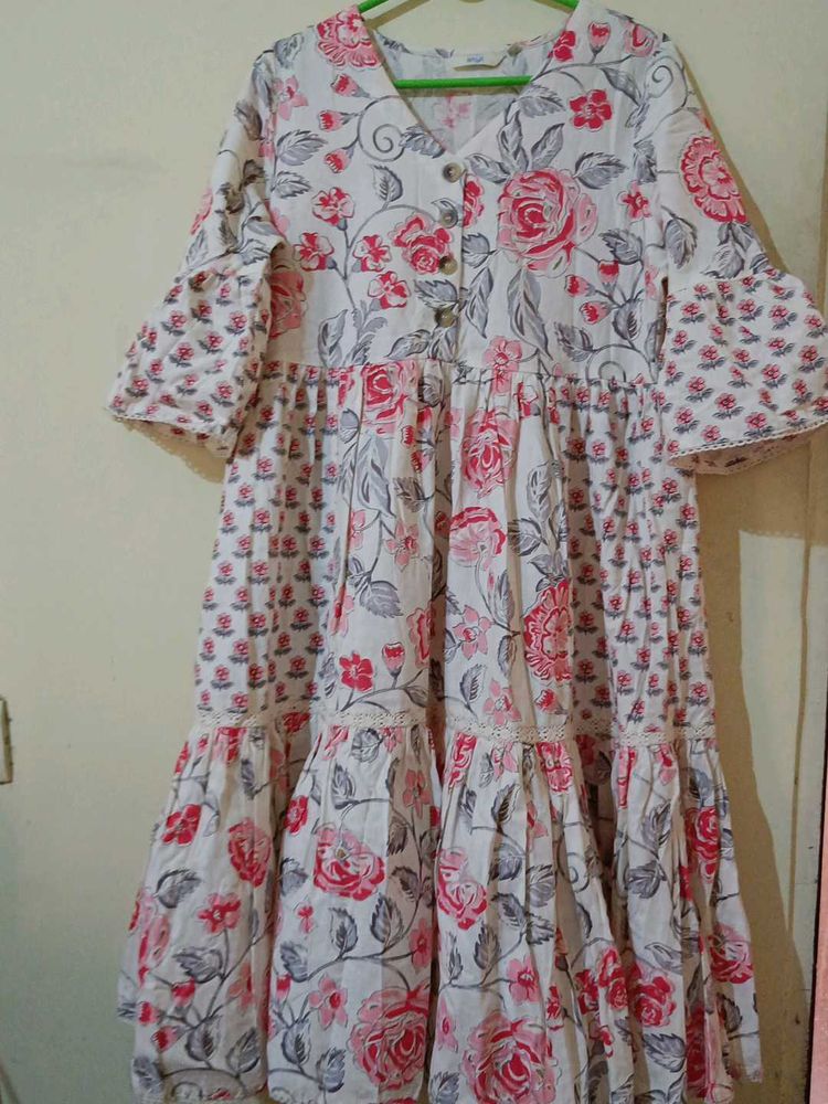 Beige Dominant Multicolour Dress