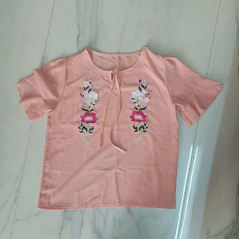 Peachy Pink Floral Top