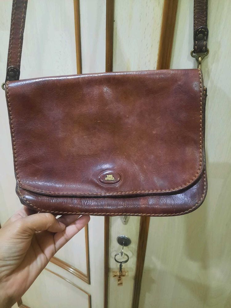 Vintage Brown Leather Crossbody Bag