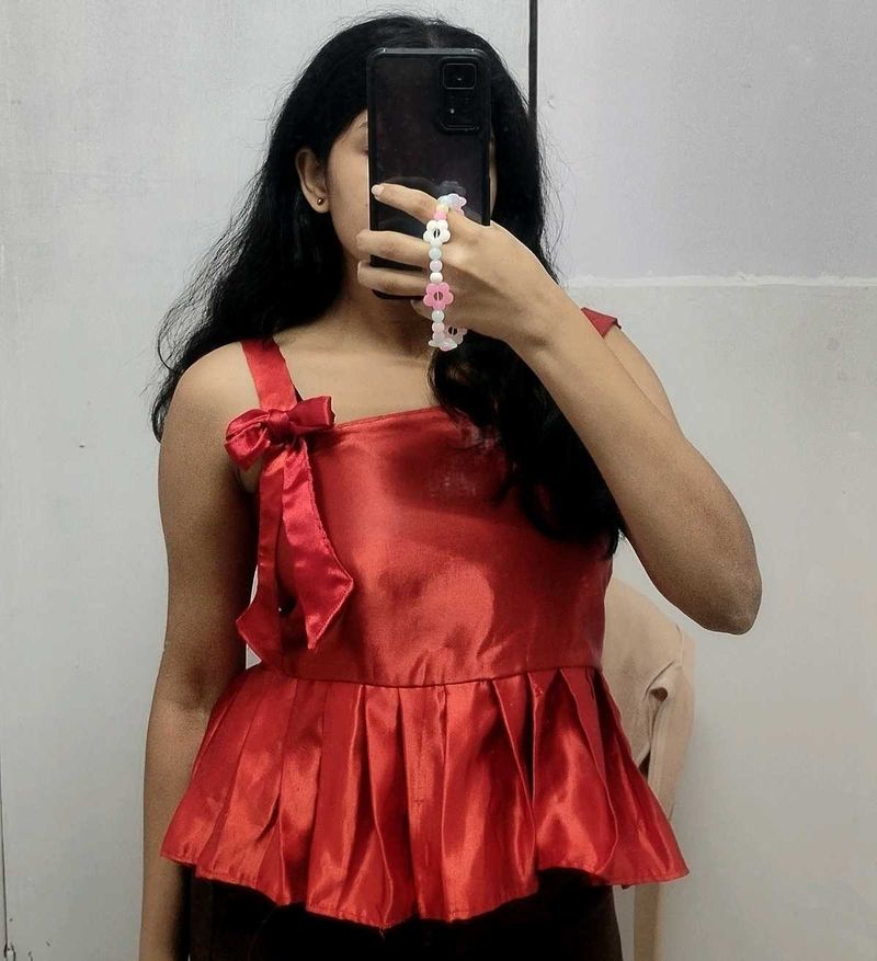 Chic Red Peplum Top ❤️‍🔥