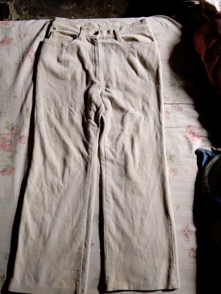 Beige Wide Leg Pants