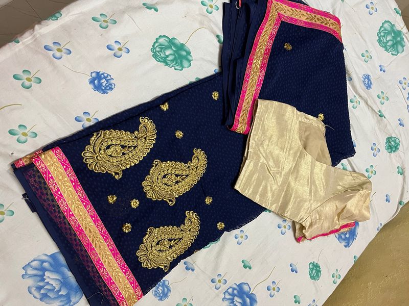 blue saaree
