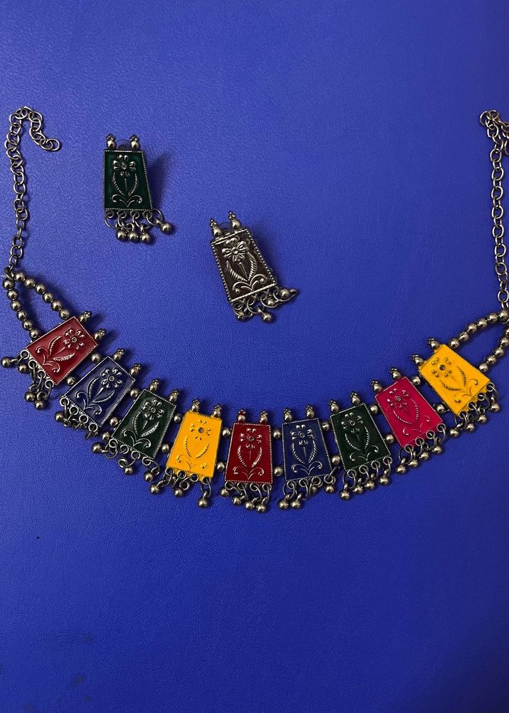 Colorful Geometric Necklace Set