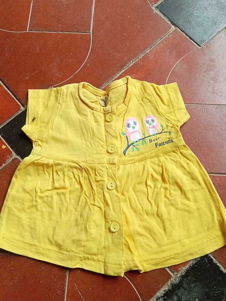 Cute Yellow And Red Baby Dress