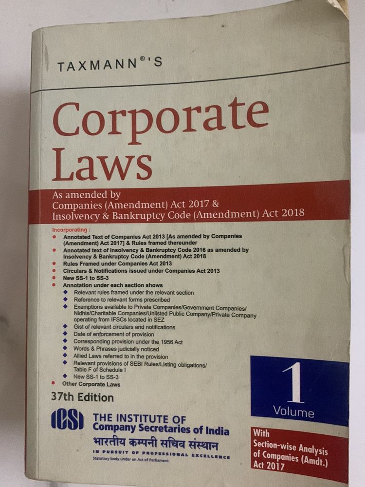 Compiled Bare Acts Of All Corporate Laws