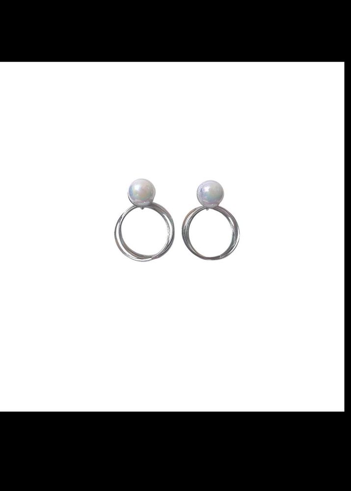 Pearl Hoop Earring, Drop Earring, Unique Earring
