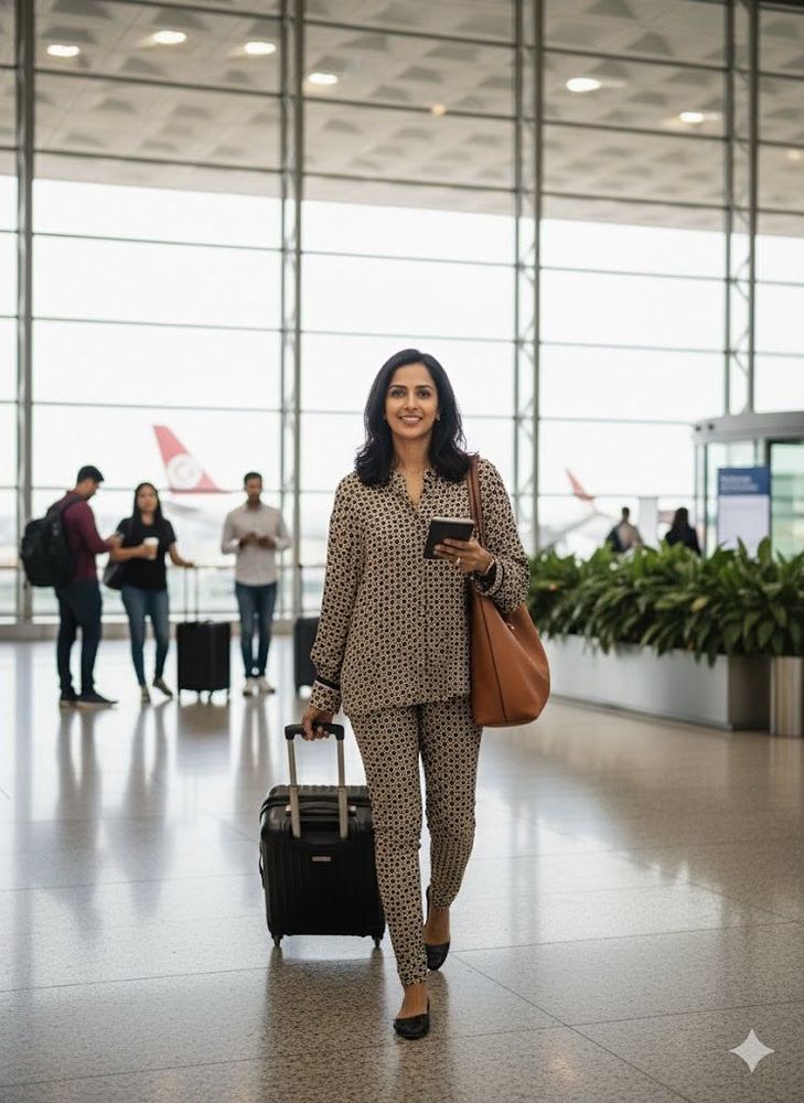 ✨Gold Geometric Co-ord:Chic,Comfy,Ready to Fly🥂