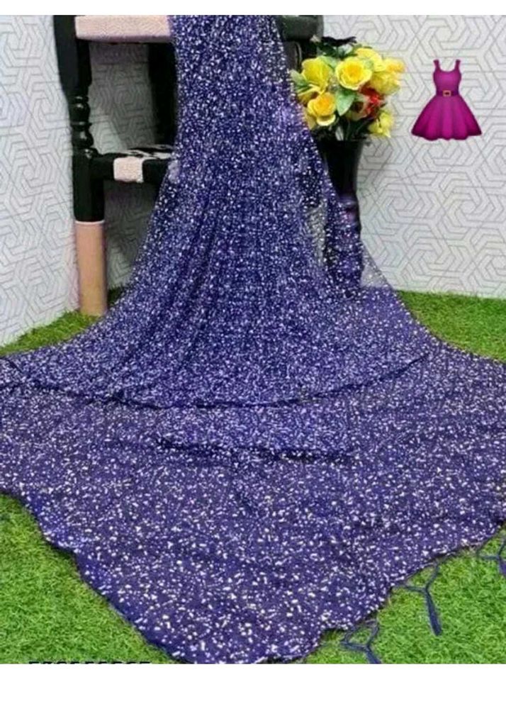 Dazzling Blue Sequined Saree