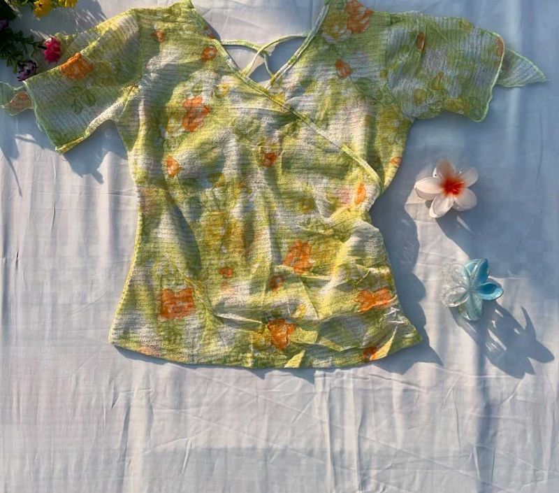 Floral Wrap Top