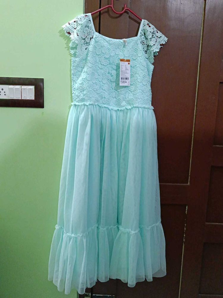 Mint Lace &amp; Tulle Girls Dress