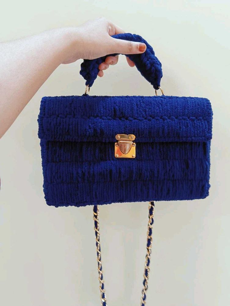 Blue Crochet Handbag