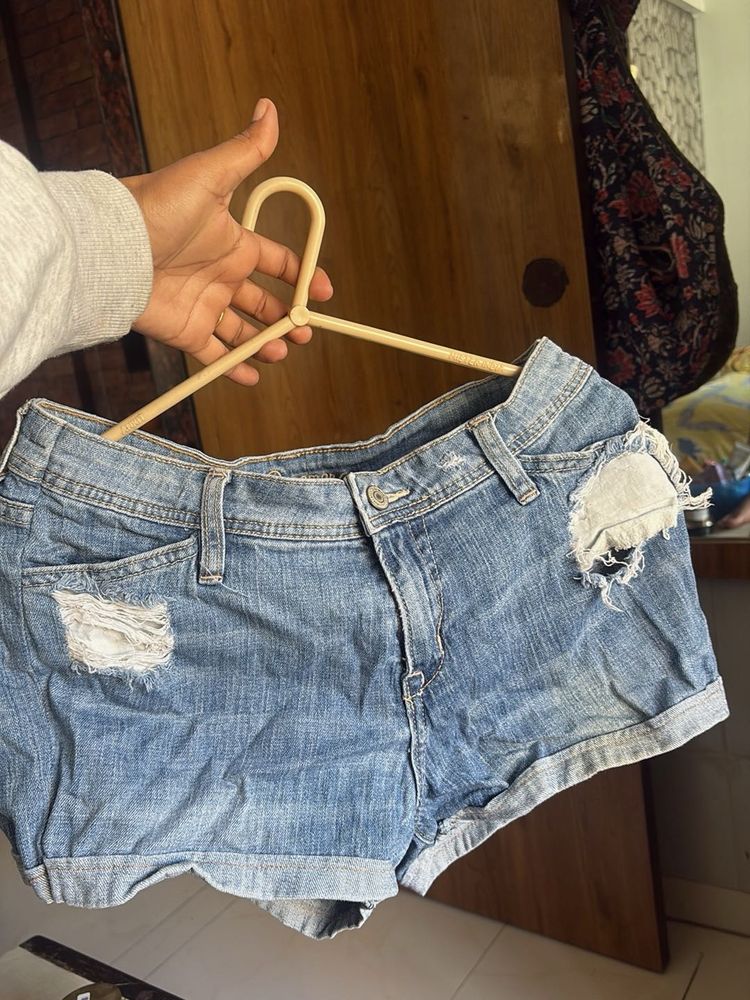 Ripped Denim Shorts