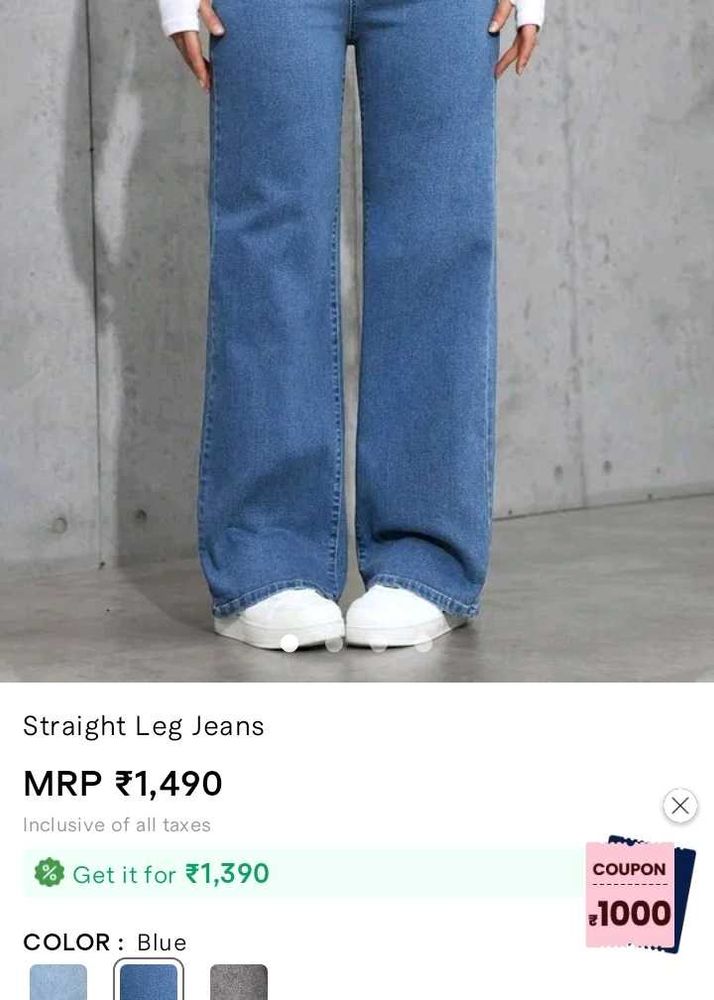 Straight Leg Blue Jeans
