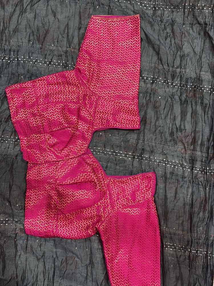 Pink &amp; Gold Patterned Blouse