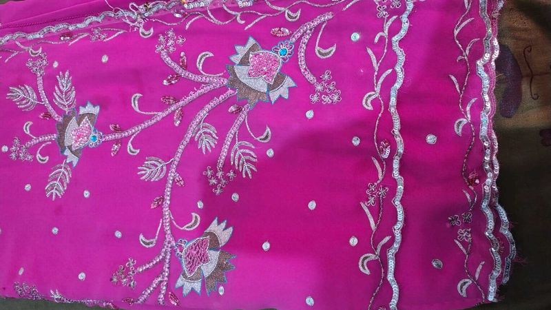 Pink Embroidered Saree 1