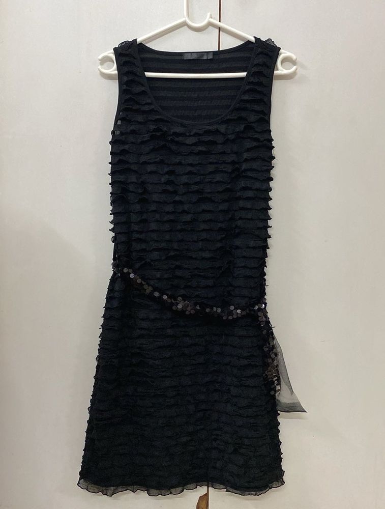 Black Ruffled Mini Dress