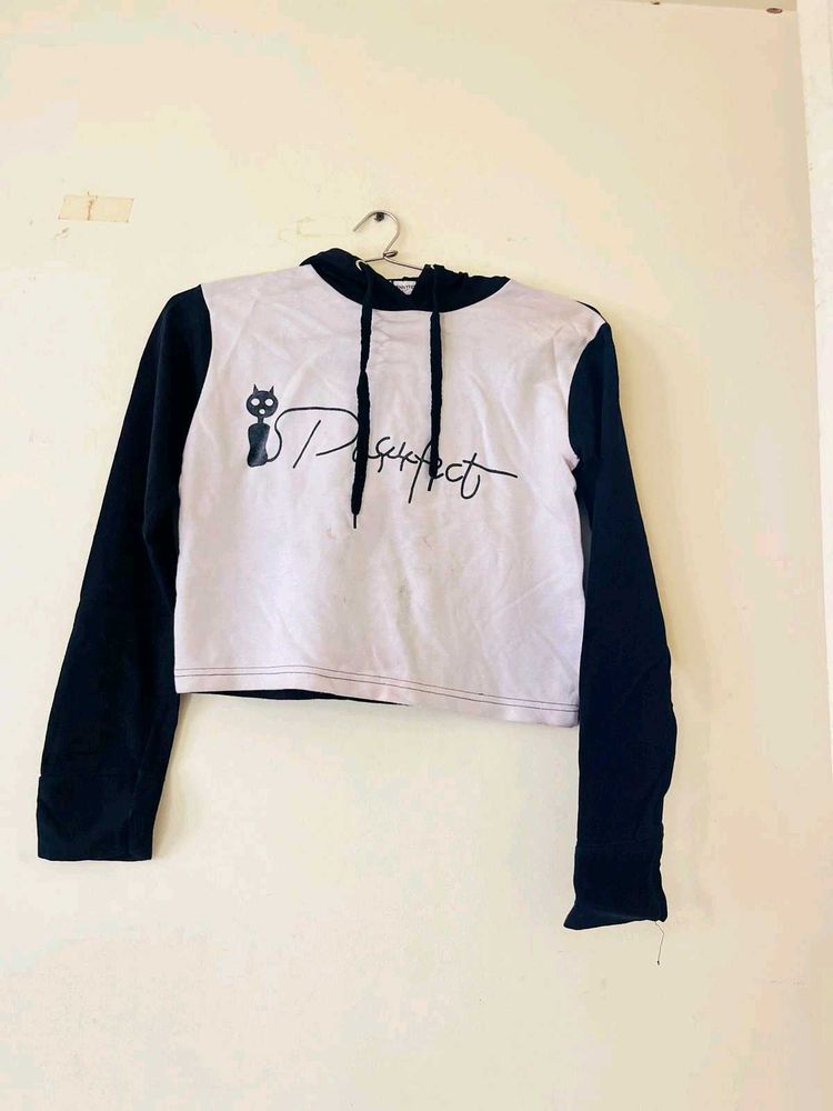 Cute Graphic Crop Top Hoodie