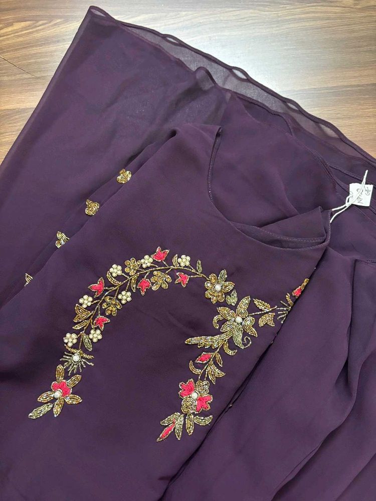 Plum Embroidered Indian Salwar Kameez