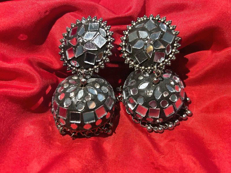 Mirror Jhumka Earrings