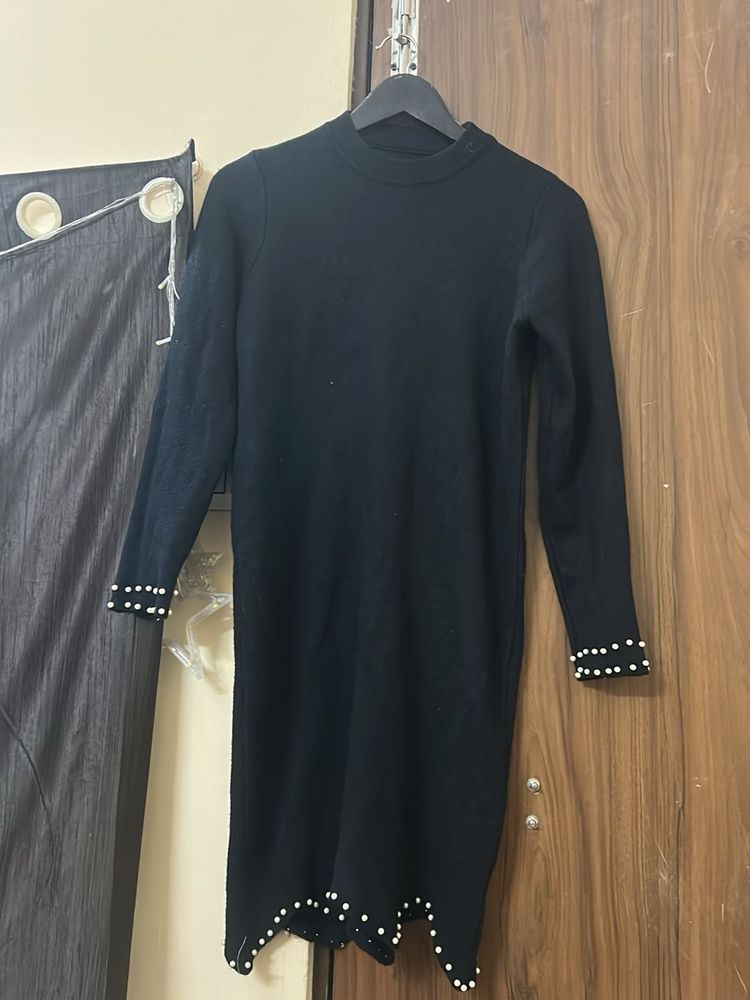 Black Knit Mini Dress