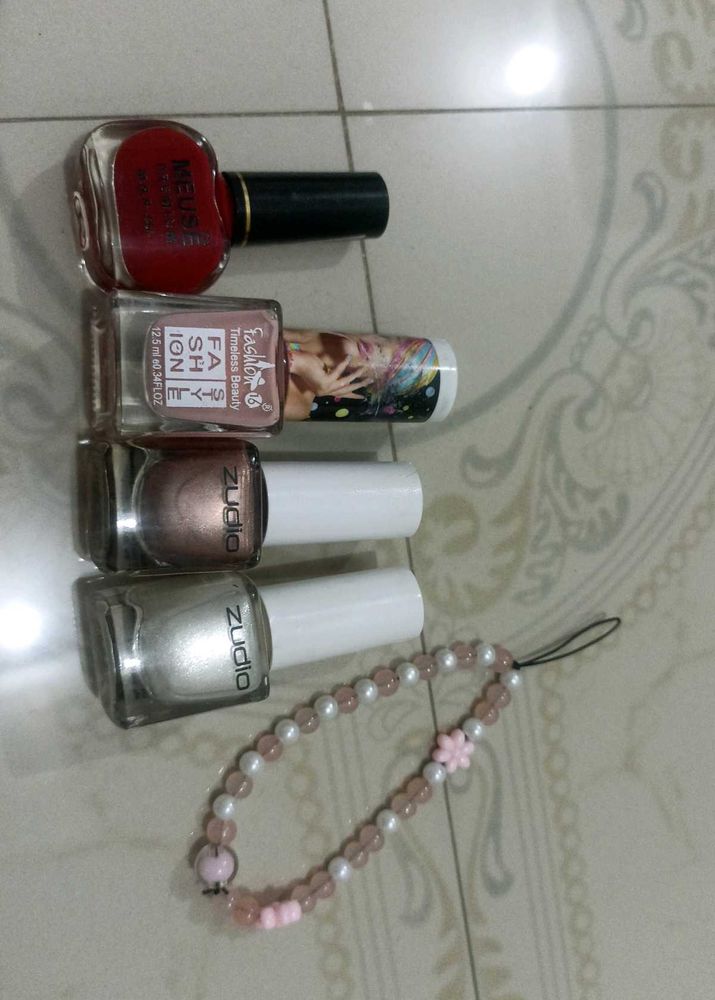 Nail Polish Bundle with pink cute phone charm