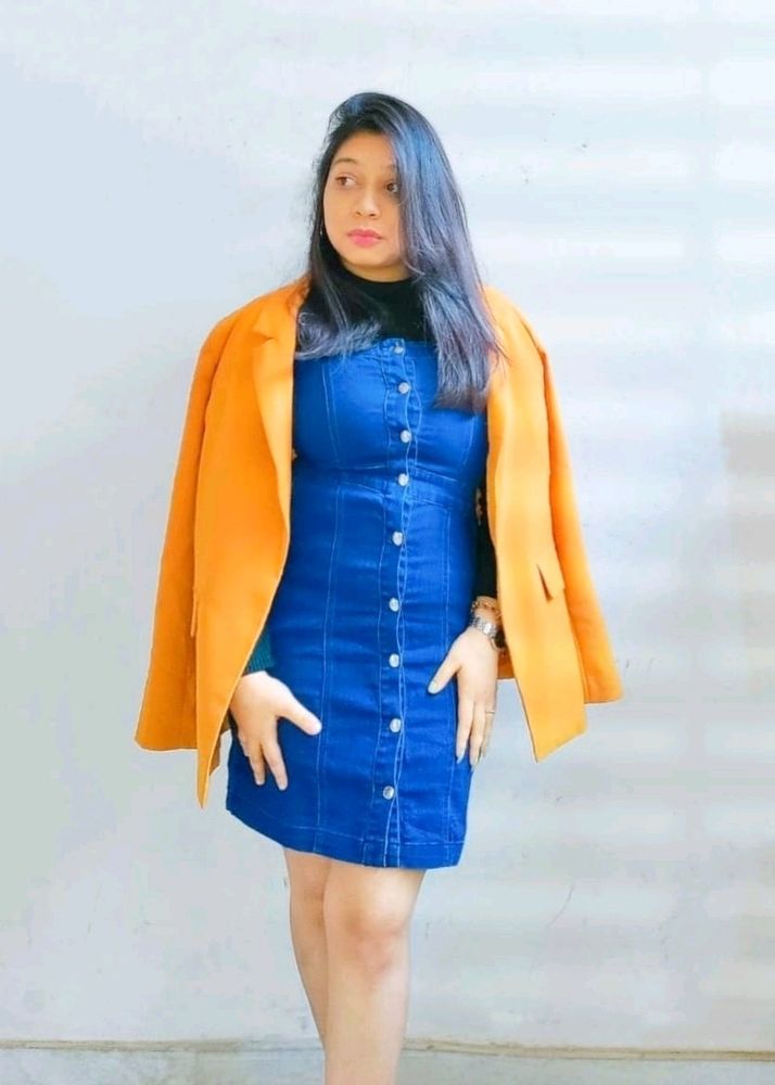 ✨ Discount ✨RIO Denim Dungaree Dress with Side Poc