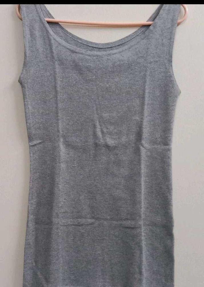 Gray And White Pattern Sleeveless Tank Top Dress